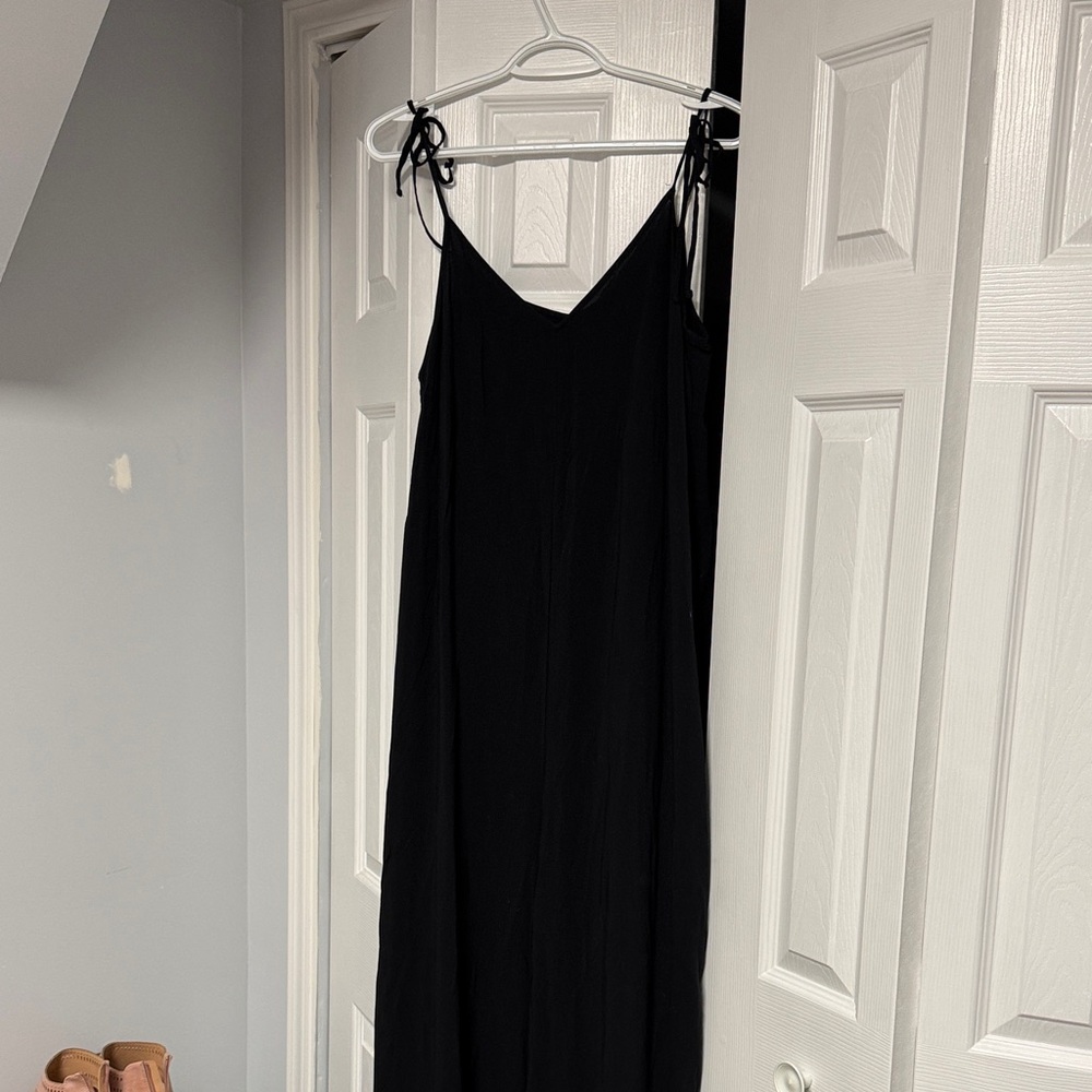 Black Tie-Shoulder Long Dress - Women